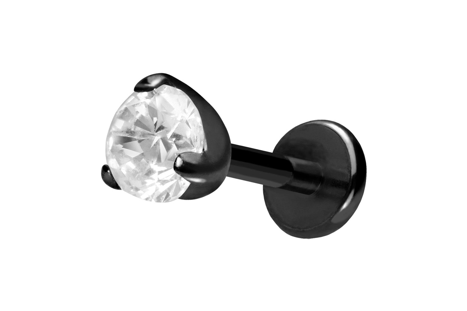 Titan Labret Piercing mit Push Fit EINGEFASSTER KRISTALL